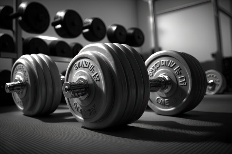 dumbbells-floor-gym-ai-generative-1-768x512 Musculação emagrece ou engorda? Melhores exercícios aeróbicos para emagrecer Perder 10kg  
